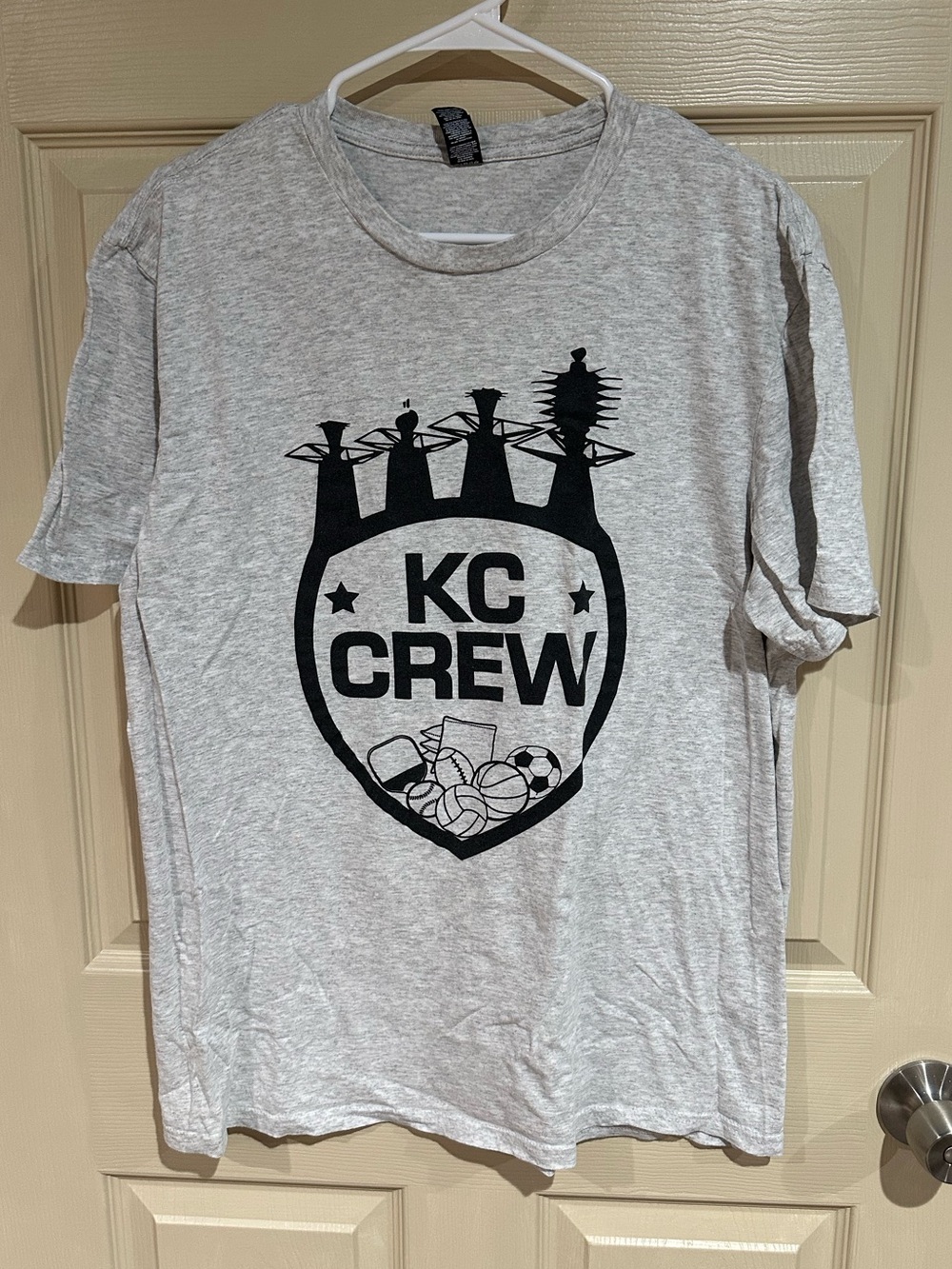 District Gray Short Sleeve Tee with Black KC CREW Sports Team